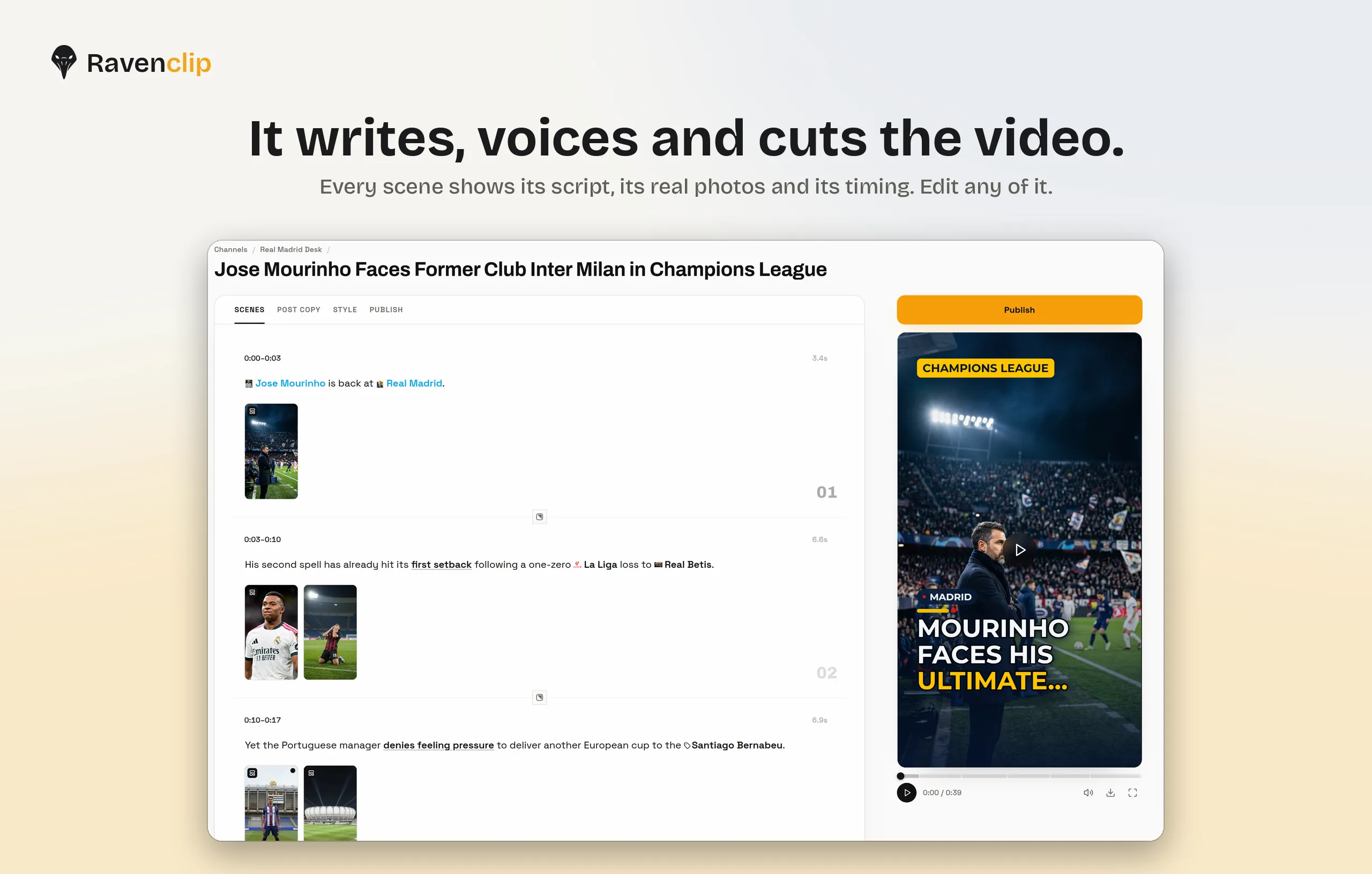 RavenClip: review the script, narration, and visuals scene by scene